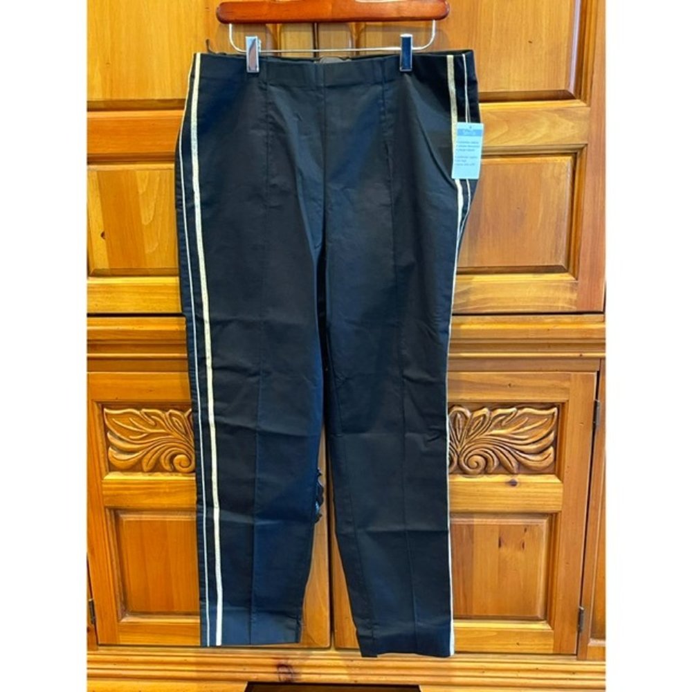 Creation L Sevilla COSMA Gold Piped Side Capri Pants - Black - Size 12